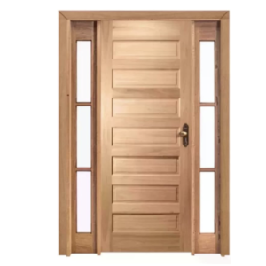 Kit Porta de Madeira com 2 Vitrôs Esquerda 213x136x12 cm Esel PE28 Cor Natural