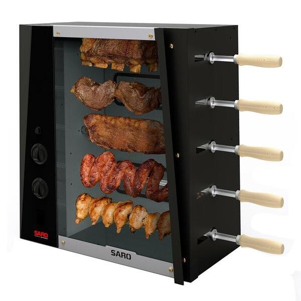 Assador a Gás Saro CHRGLP 5 Espetos Rotativos Profissional