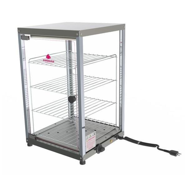 Estufa Expositora Aquecida Vertical Progás PR-640E Inox 220 V Vitrine Quente Comercial